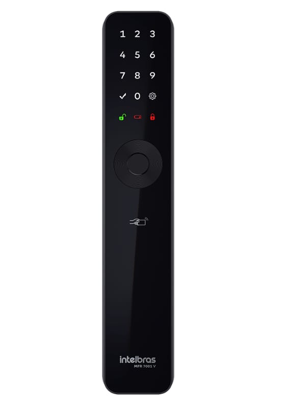 Fechadura Digital Intelbras MFR7001 V — Rolete com Biometria e App Mibo Opcional