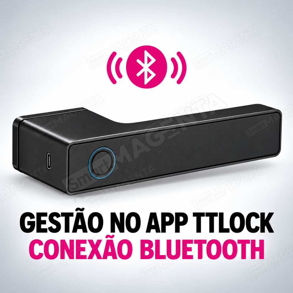 Fechadura Digital Lumina Audaz Preta Minimalista: app bluetooth