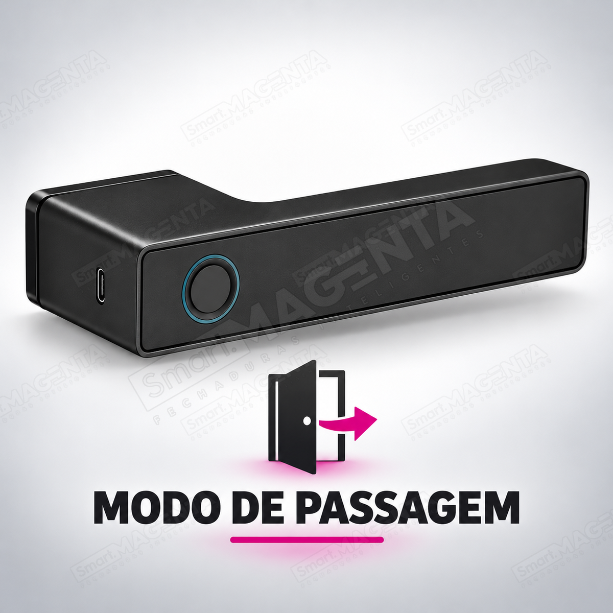 Fechadura Digital Lumina Audaz Preta Minimalista: modo passagem