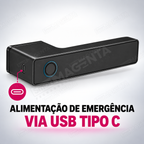 Fechadura Digital Lumina Audaz Preta Minimalista: emergência USB