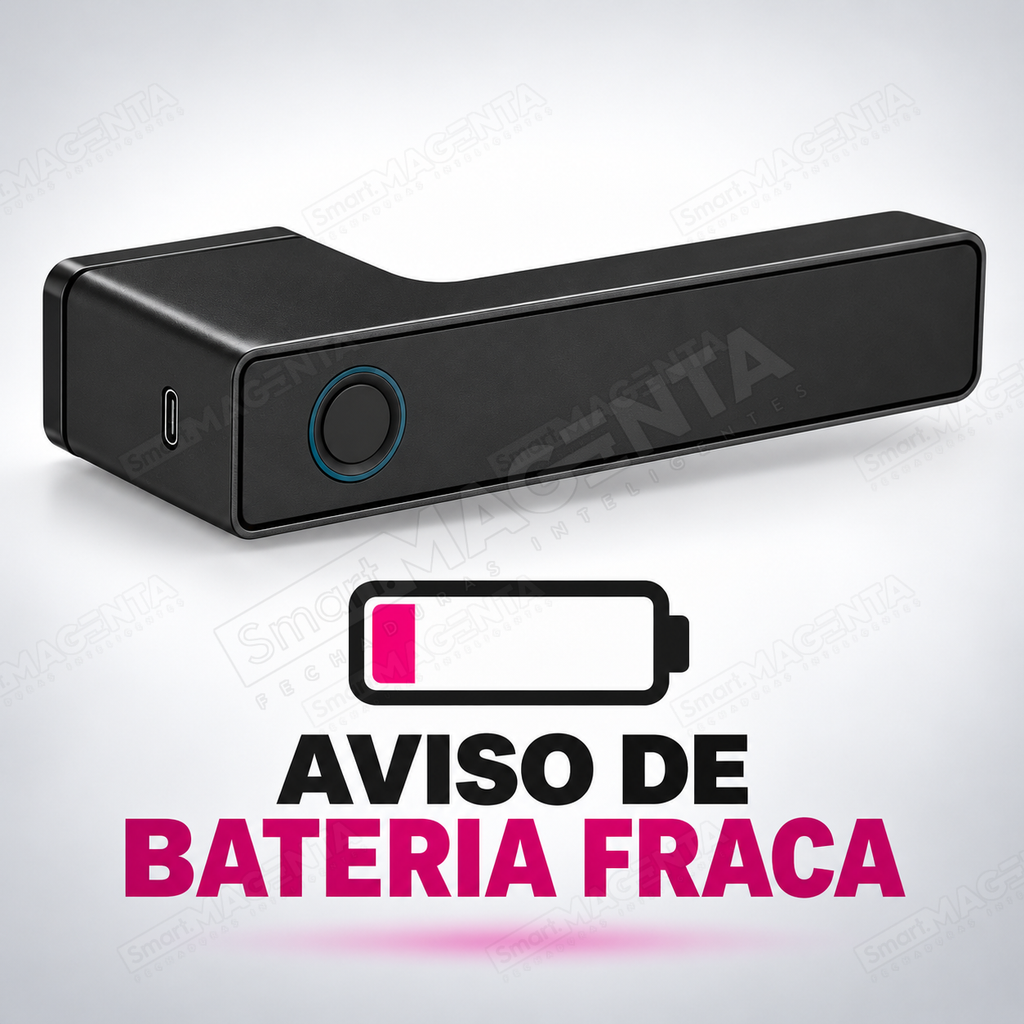 Fechadura Digital Lumina Audaz Preta Minimalista: aviso bateria