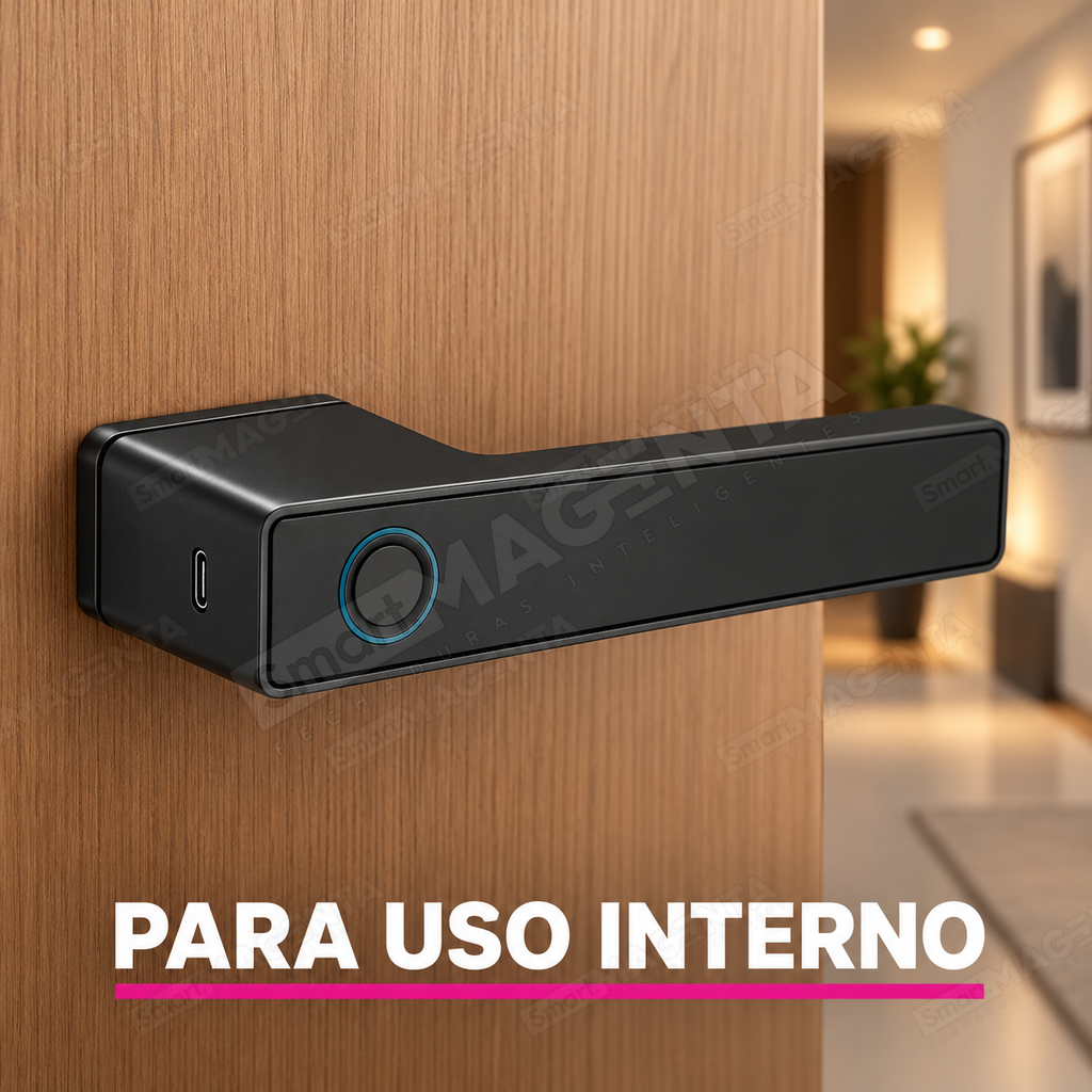 Fechadura Digital Lumina Audaz Preta Minimalista: uso interno