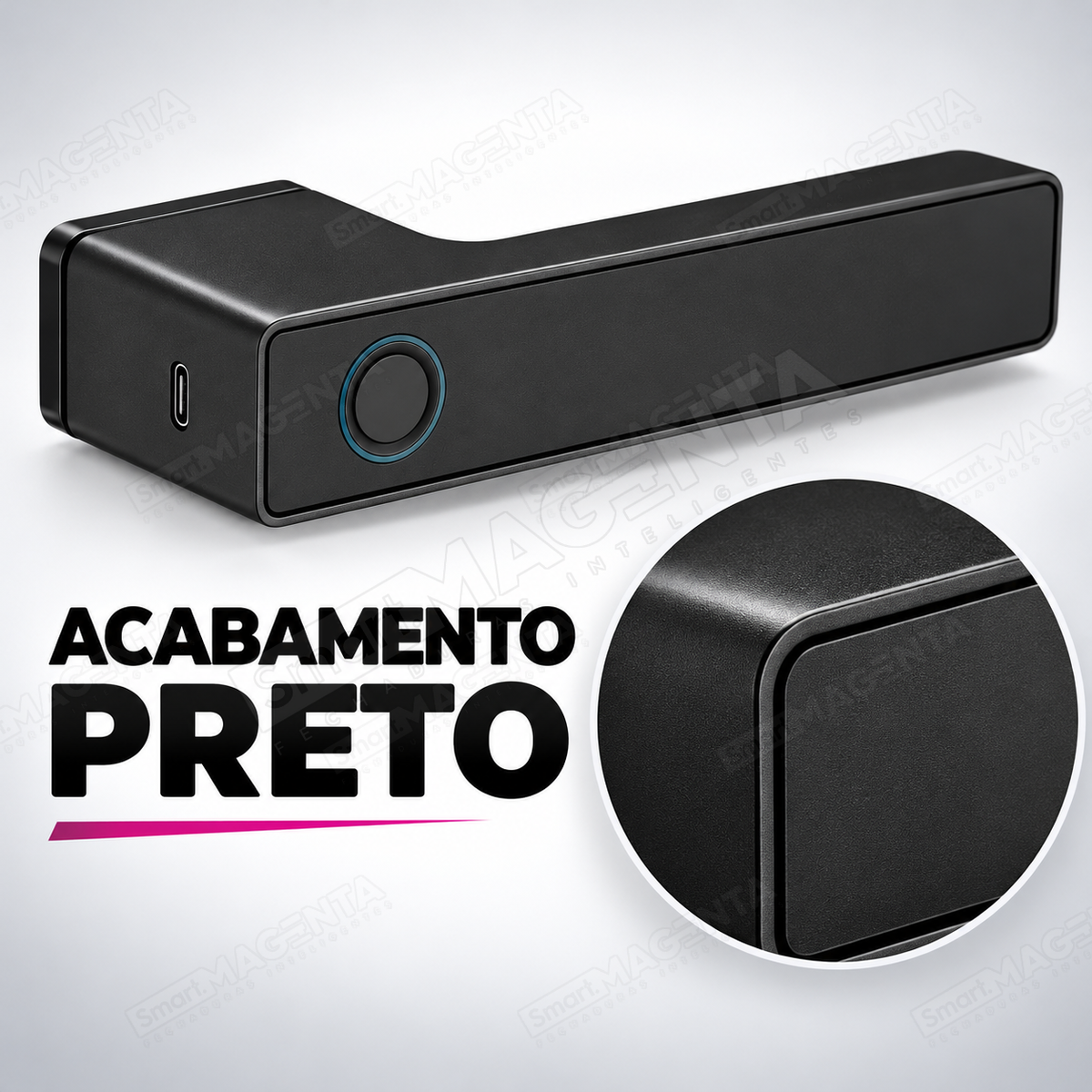 Fechadura Digital Lumina Audaz Preta Minimalista: acabamento