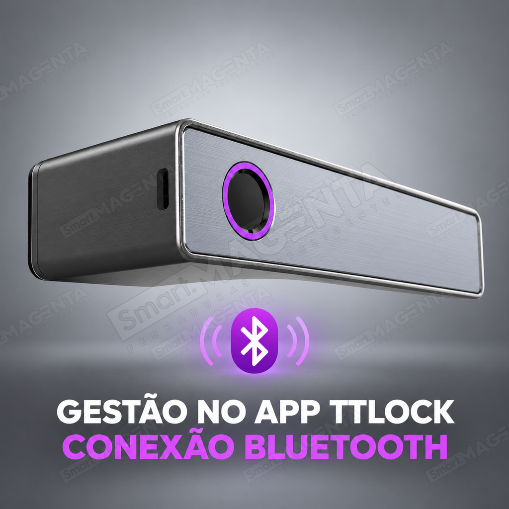 Fechadura Digital Lumina Audaz Prata Onix Minimalista: app bluetooth