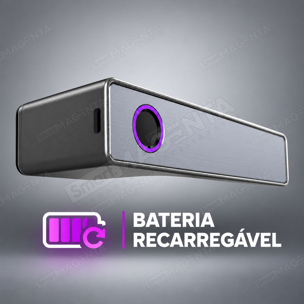 Fechadura Digital Lumina Audaz Prata Onix Minimalista: bateria recarregavel