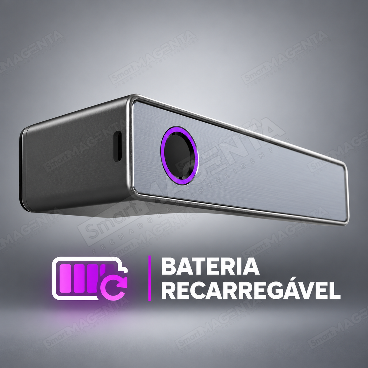 Fechadura Digital Lumina Audaz Prata Onix Minimalista: bateria recarregavel