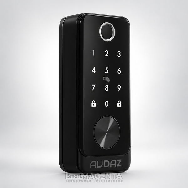Fechadura Digital Audaz Pulse Preta — Rolete com Biometria, Senha, Tag e Bluetooth
