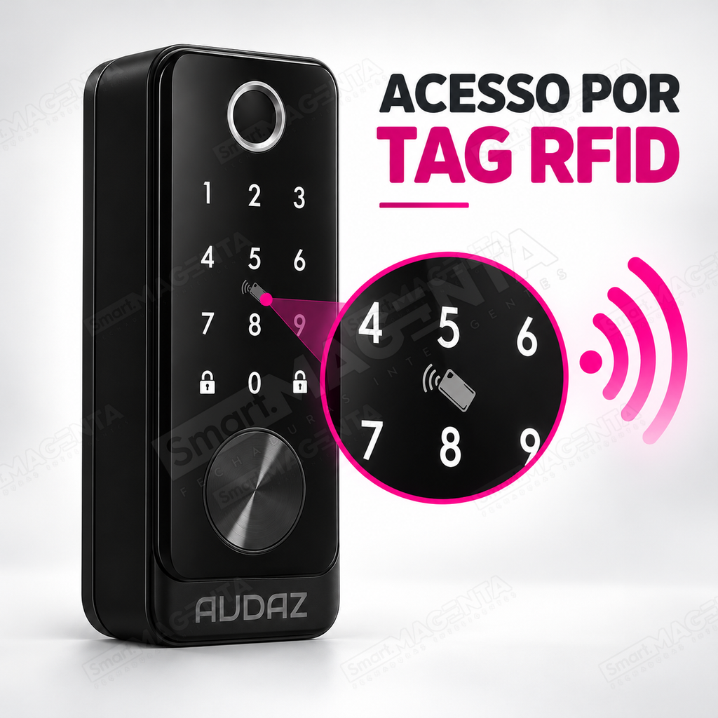 Fechadura Pulse Audaz Rolete Preta Ttlock: tag rfid