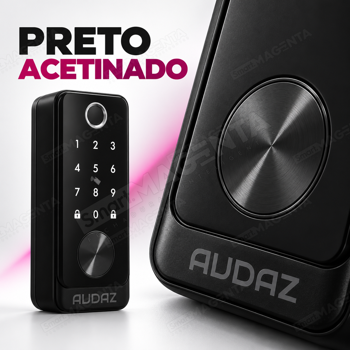 Fechadura Pulse Audaz Rolete Preta Ttlock: acabamento