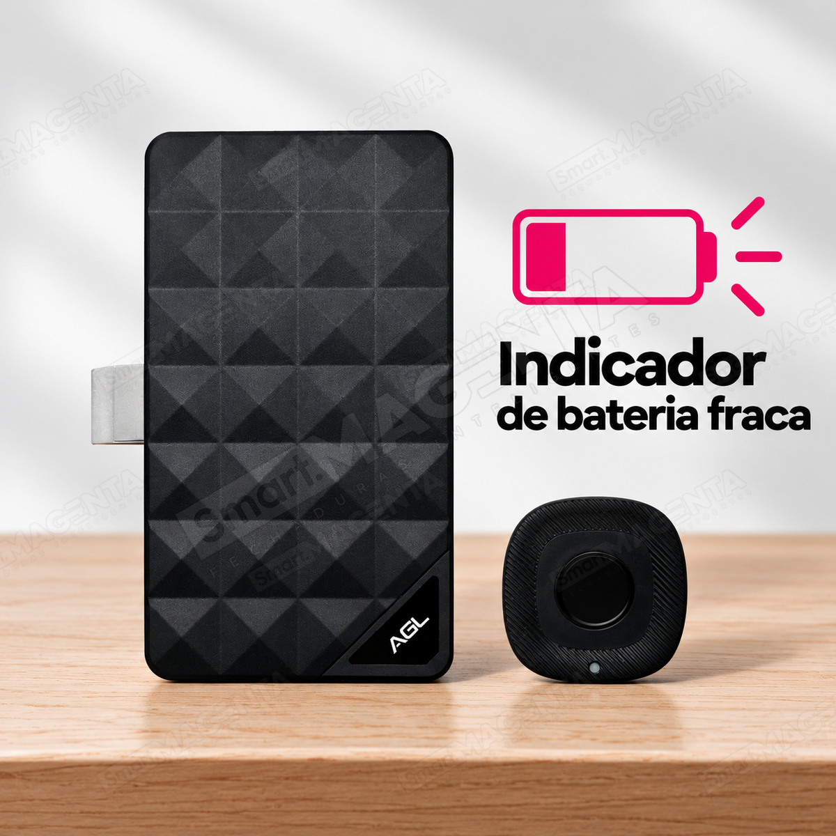Fechadura Digital AGL Mobili Bio: aviso de bateria