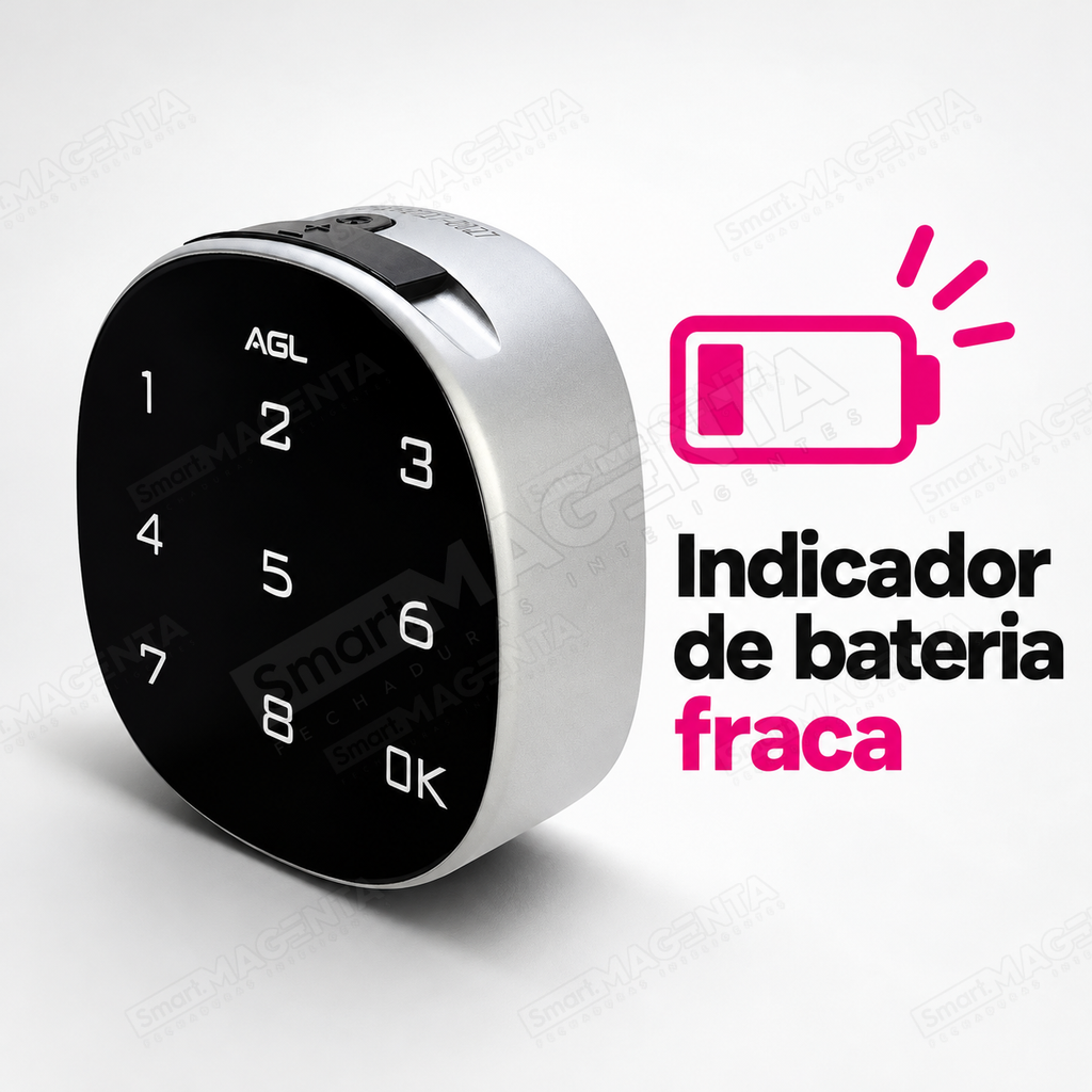 Fechadura Digital AGL Mobili Compact: aviso de bateria