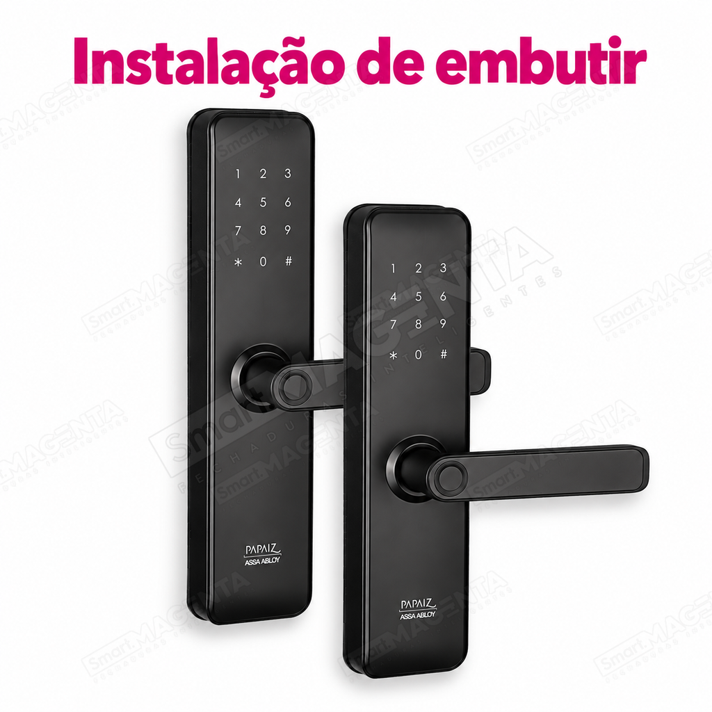 Kit 2 Fechaduras Digitais Papaiz Fit Lock: instalacao de embutir