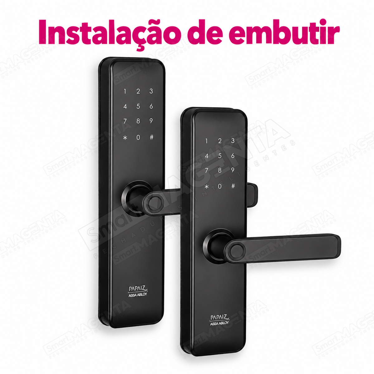 Kit 2 Fechaduras Digitais Papaiz Fit Lock: instalacao de embutir