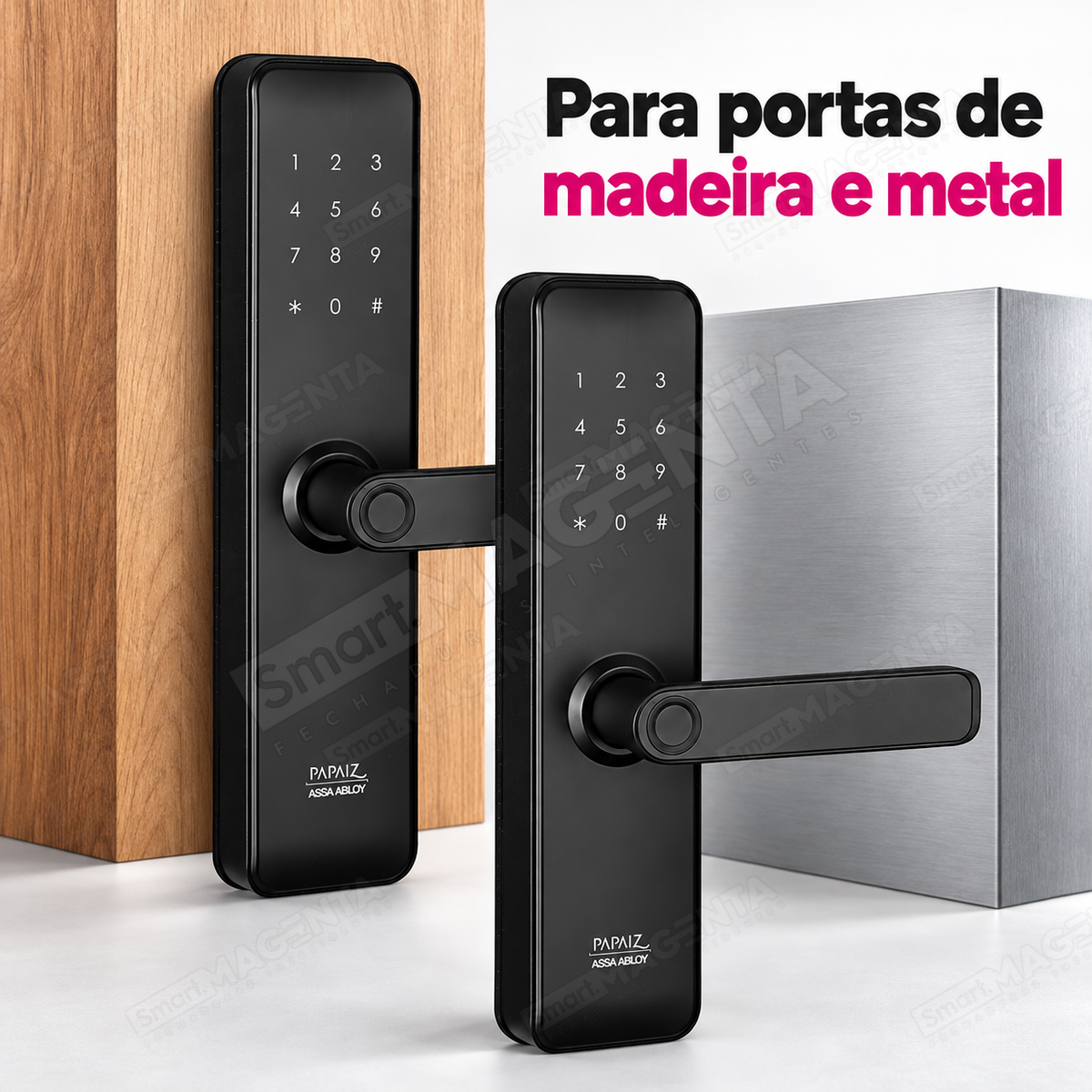 Kit 2 Fechaduras Digitais Papaiz Fit Lock: materiais da porta