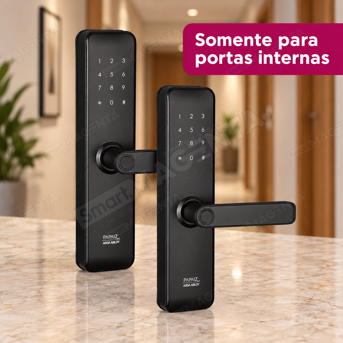 Kit 2 Fechaduras Digitais Papaiz Fit Lock: uso interno