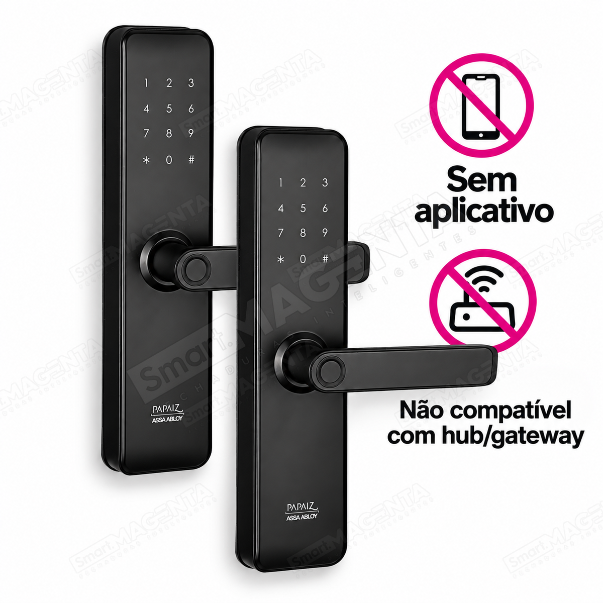 Kit 2 Fechaduras Digitais Papaiz Fit Lock: sem aplicativo