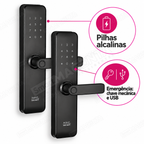 Kit 2 Fechaduras Digitais Papaiz Fit Lock: alimentação e emergência