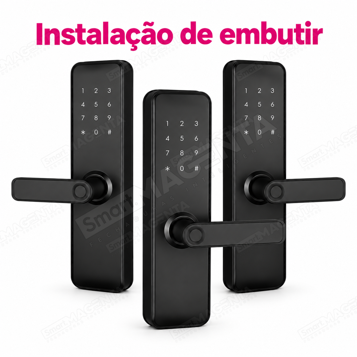 Kit 3 Fechaduras Digitais Papaiz Fit Lock: instalacao de embutir