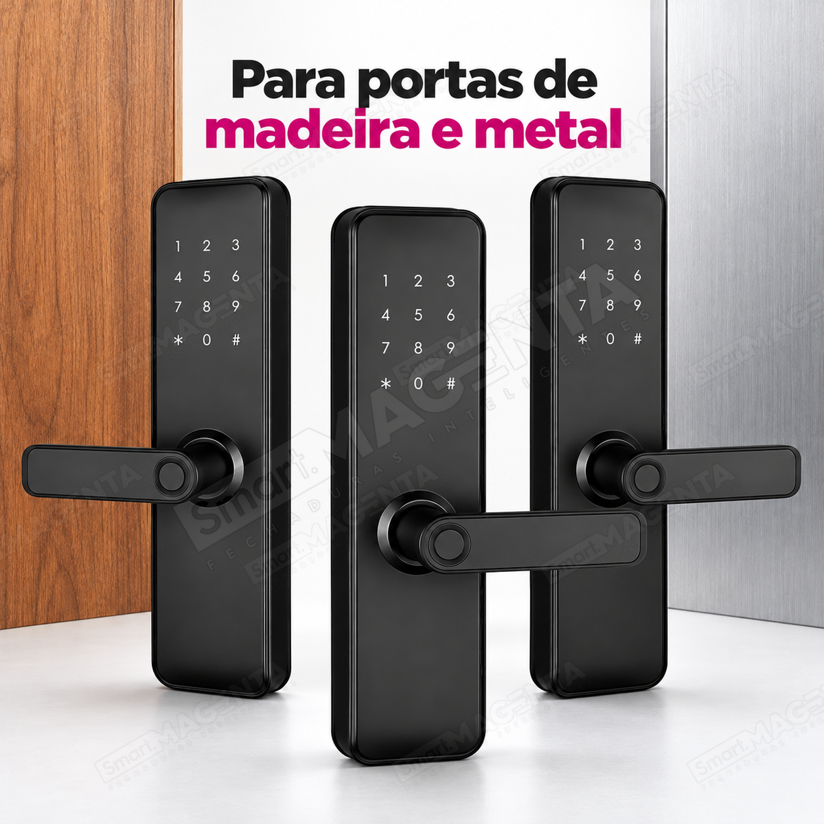 Kit 3 Fechaduras Digitais Papaiz Fit Lock: materiais da porta