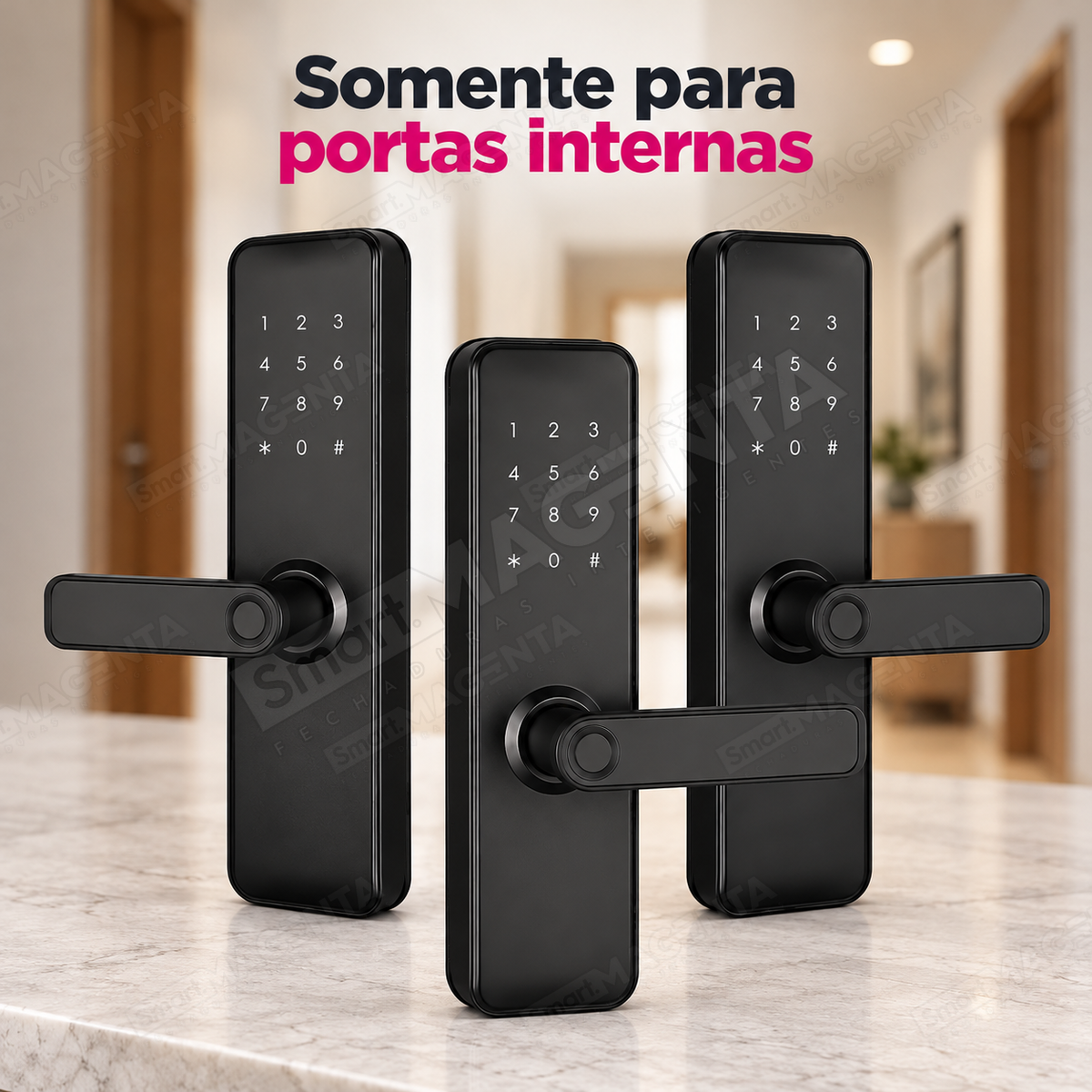 Kit 3 Fechaduras Digitais Papaiz Fit Lock: uso interno