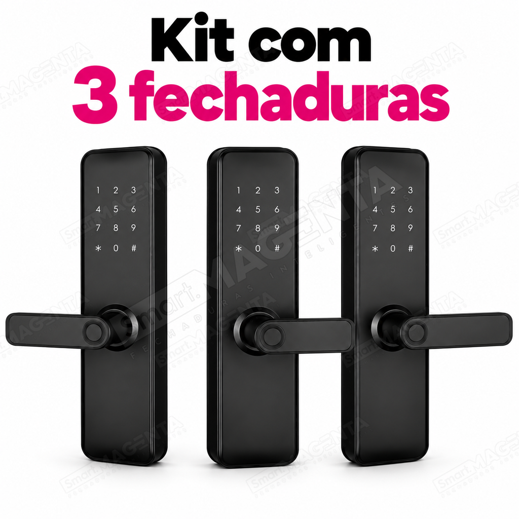 Kit 3 Fechaduras Digitais Papaiz Fit Lock: quantidade do kit
