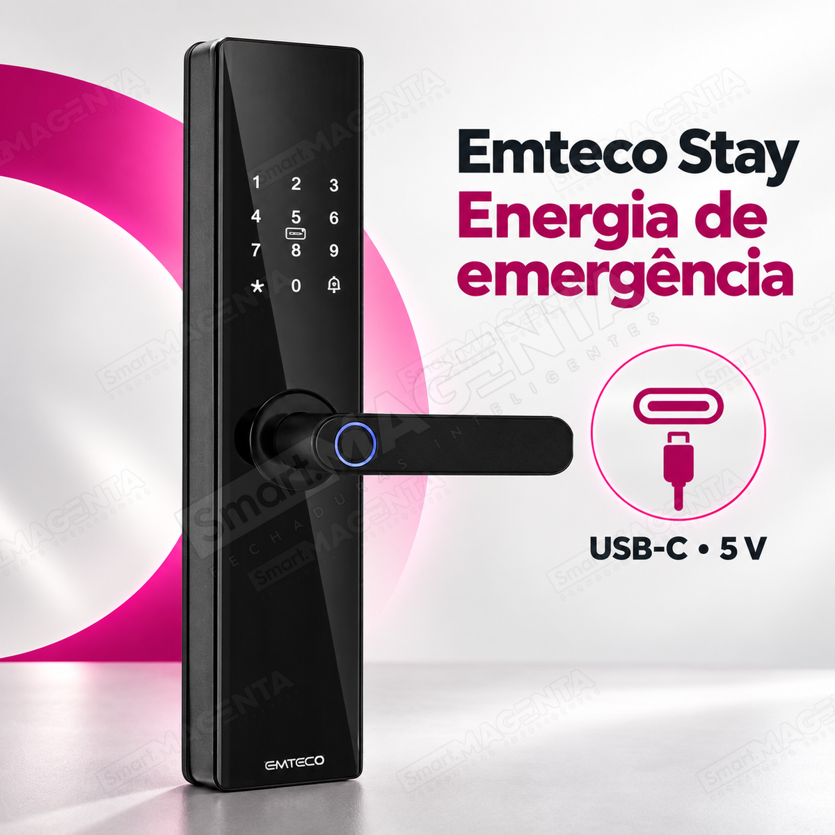 Fechadura Digital Emteco Stay: energia de emergência