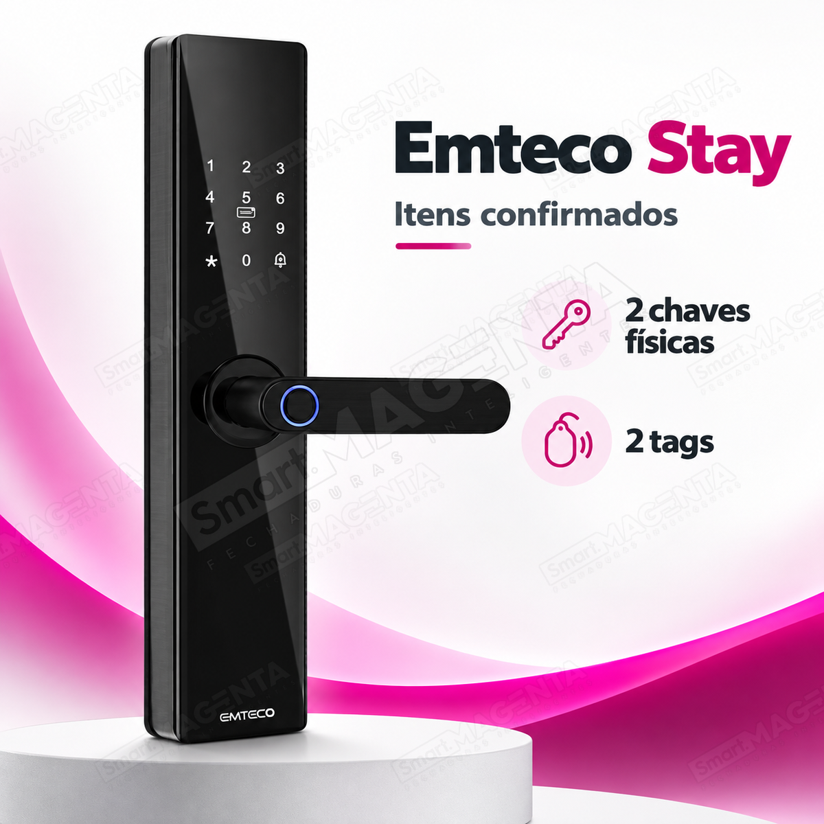 Fechadura Digital Emteco Stay: itens confirmados