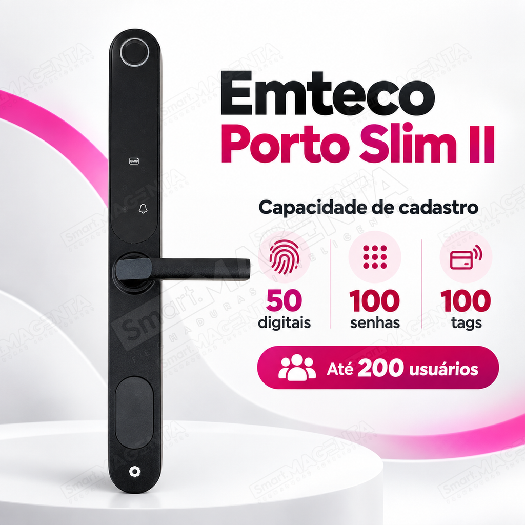 Fechadura Digital Emteco Porto Slim II: capacidade de cadastro