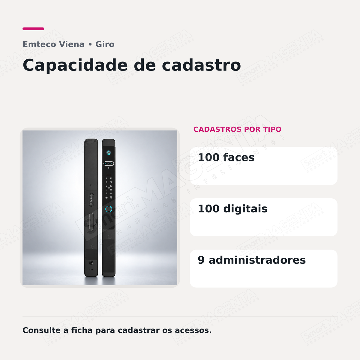 Fechadura Digital Emteco Viena: capacidade de cadastro