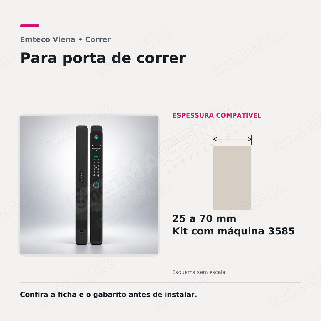 Fechadura Digital Emteco Viena: para porta de correr