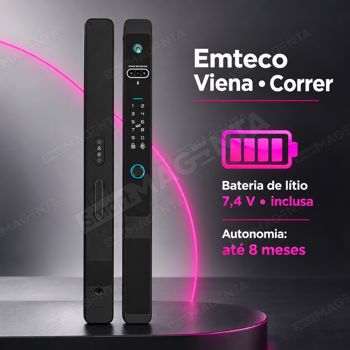 Fechadura Digital Emteco Viena: bateria de litio