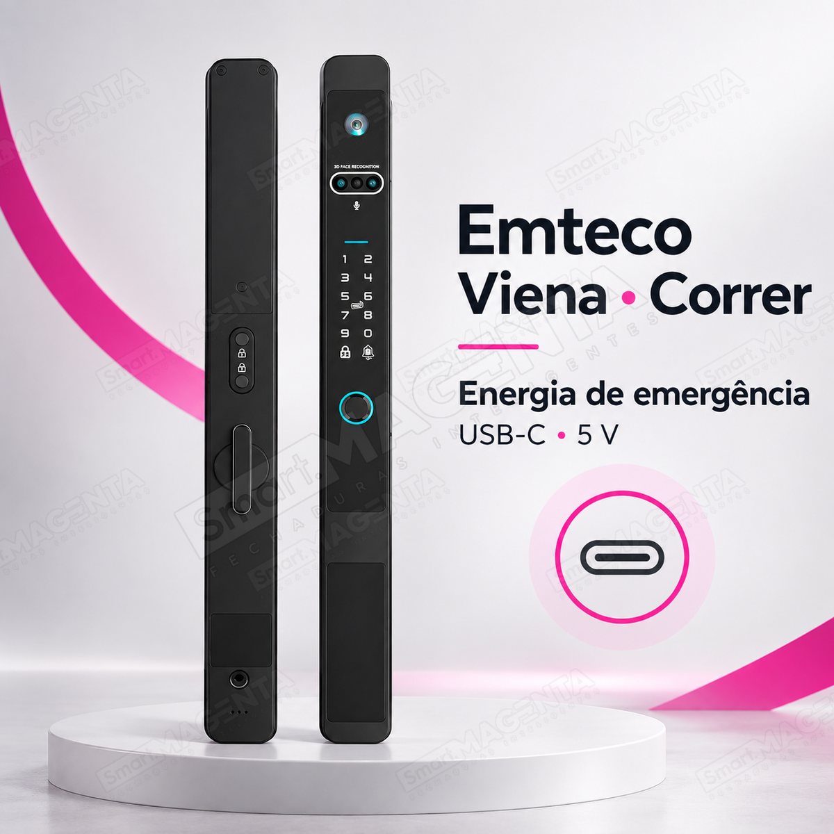 Fechadura Digital Emteco Viena: energia de emergência