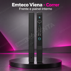 Fechadura Digital Emteco Viena: frente e painel interno