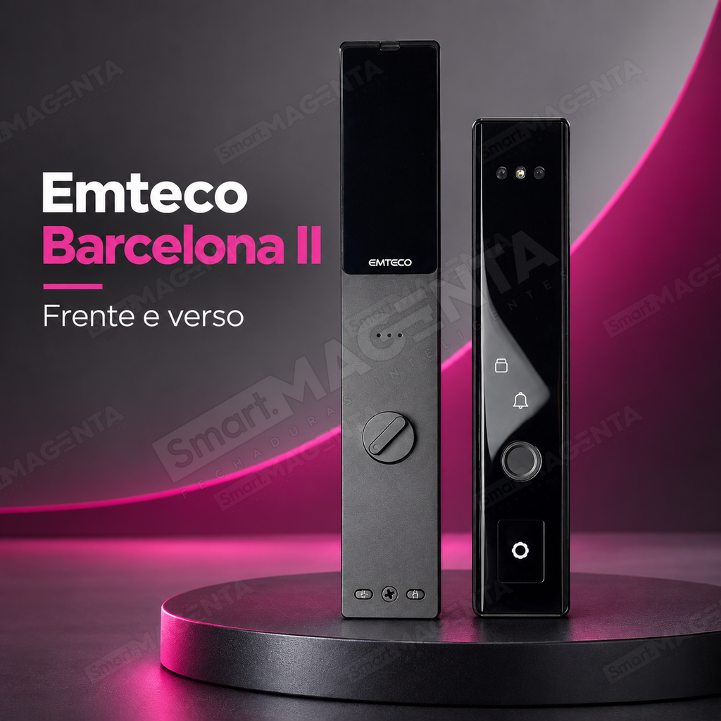 Fechadura Digital Emteco Barcelona II: frente e verso
