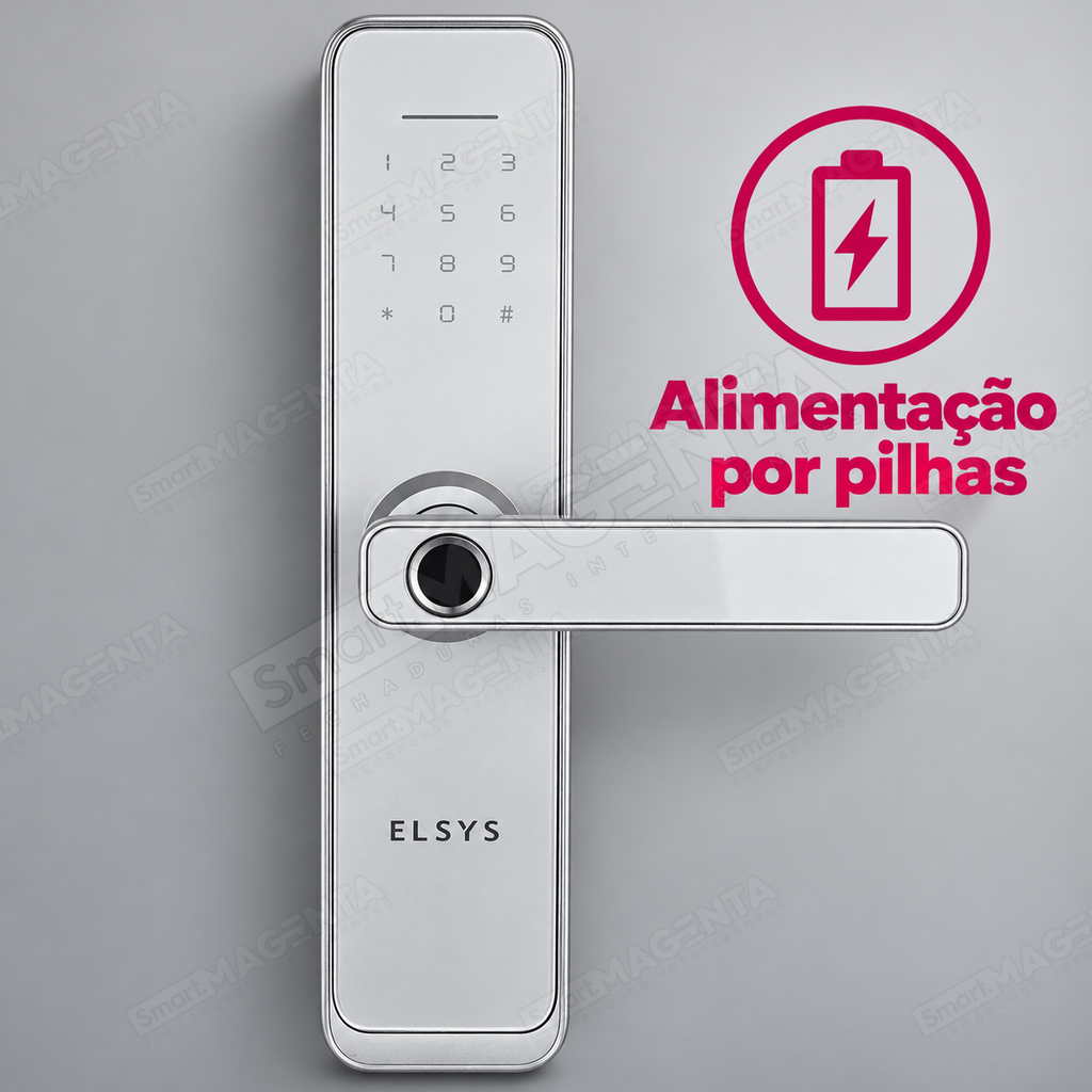 Fechadura Digital Elsys Clássica ESF-DE4000B Prata: alimentação por pilhas