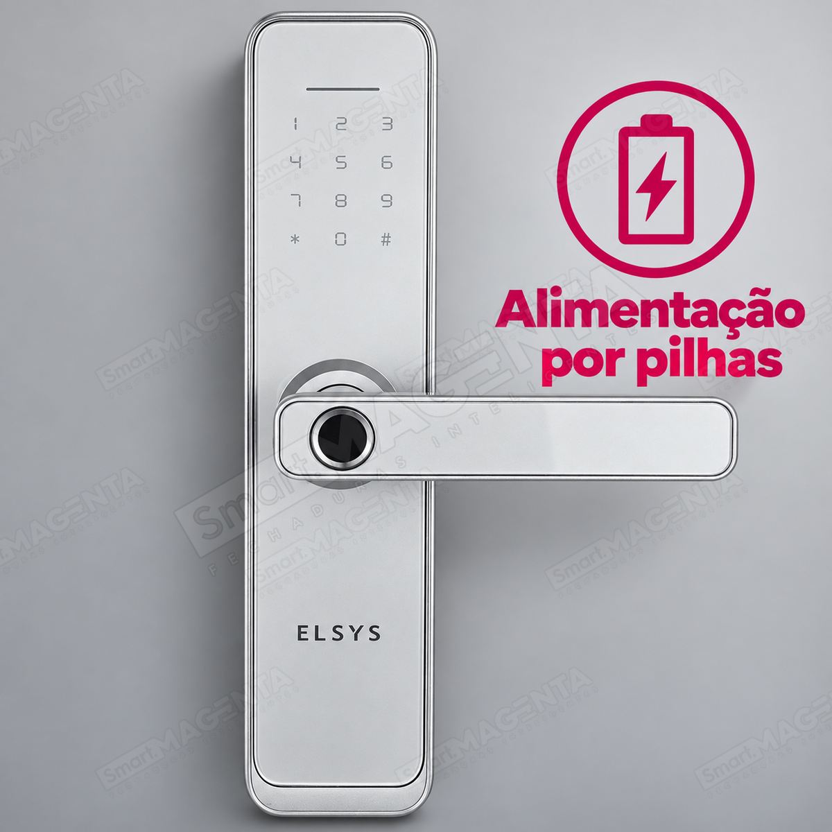 Fechadura Digital Elsys Clássica ESF-DE4000B Prata: alimentação por pilhas
