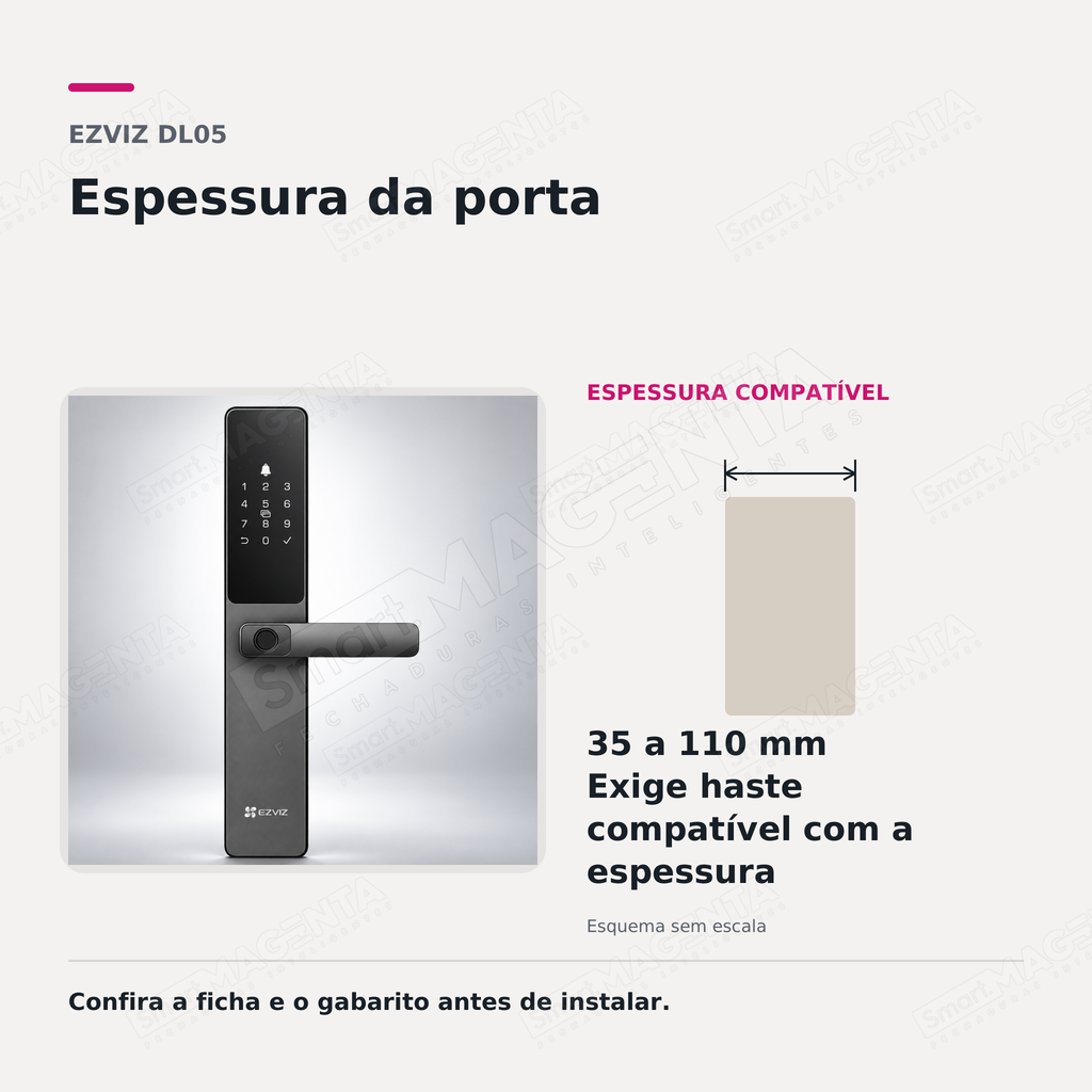 Fechadura Digital Ezviz DL05: espessura da porta