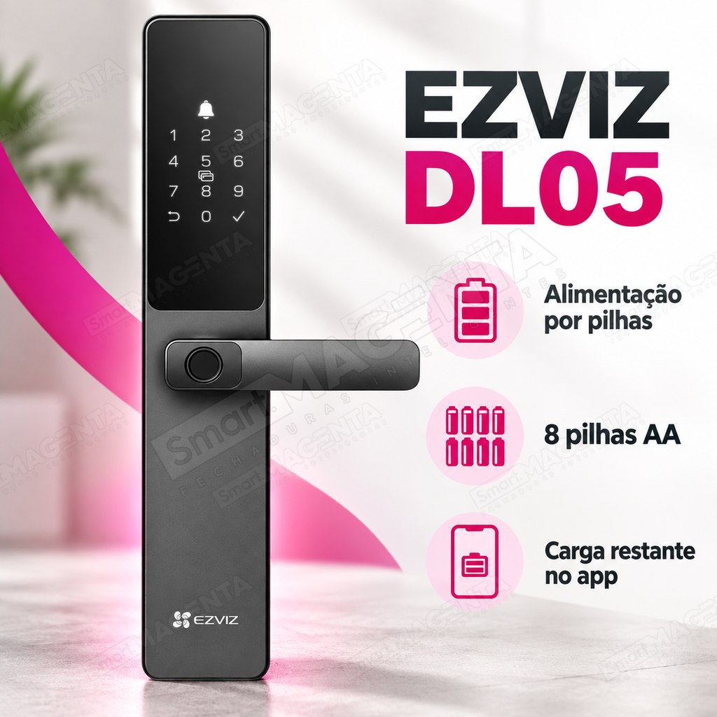 Fechadura Digital Ezviz DL05: alimentação por pilhas