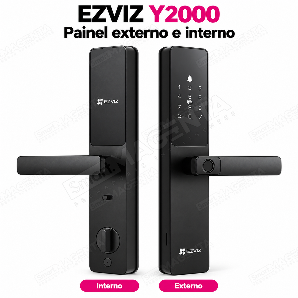 Fechadura Digital Ezviz Y2000: painéis externo e interno