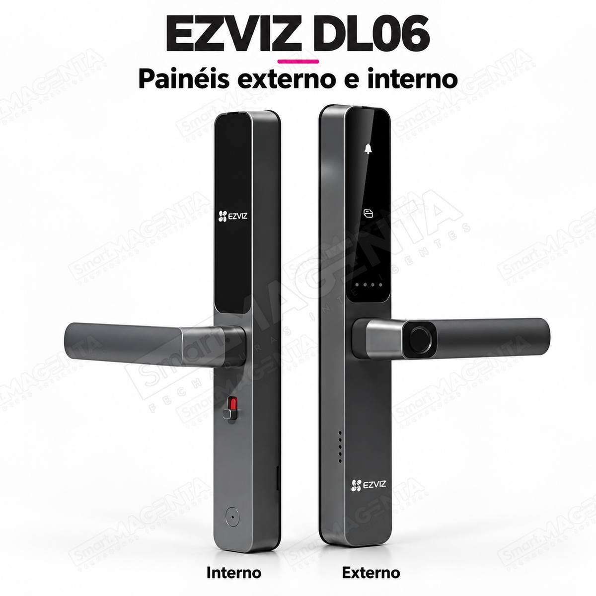Fechadura Digital Ezviz DL06: painéis externo e interno