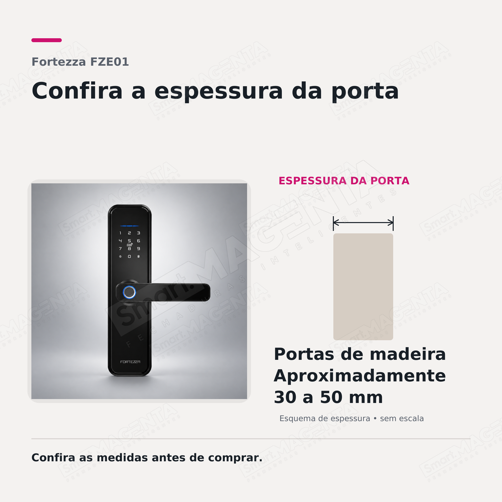 Fechadura Digital Geonav FZE01: espessura de porta