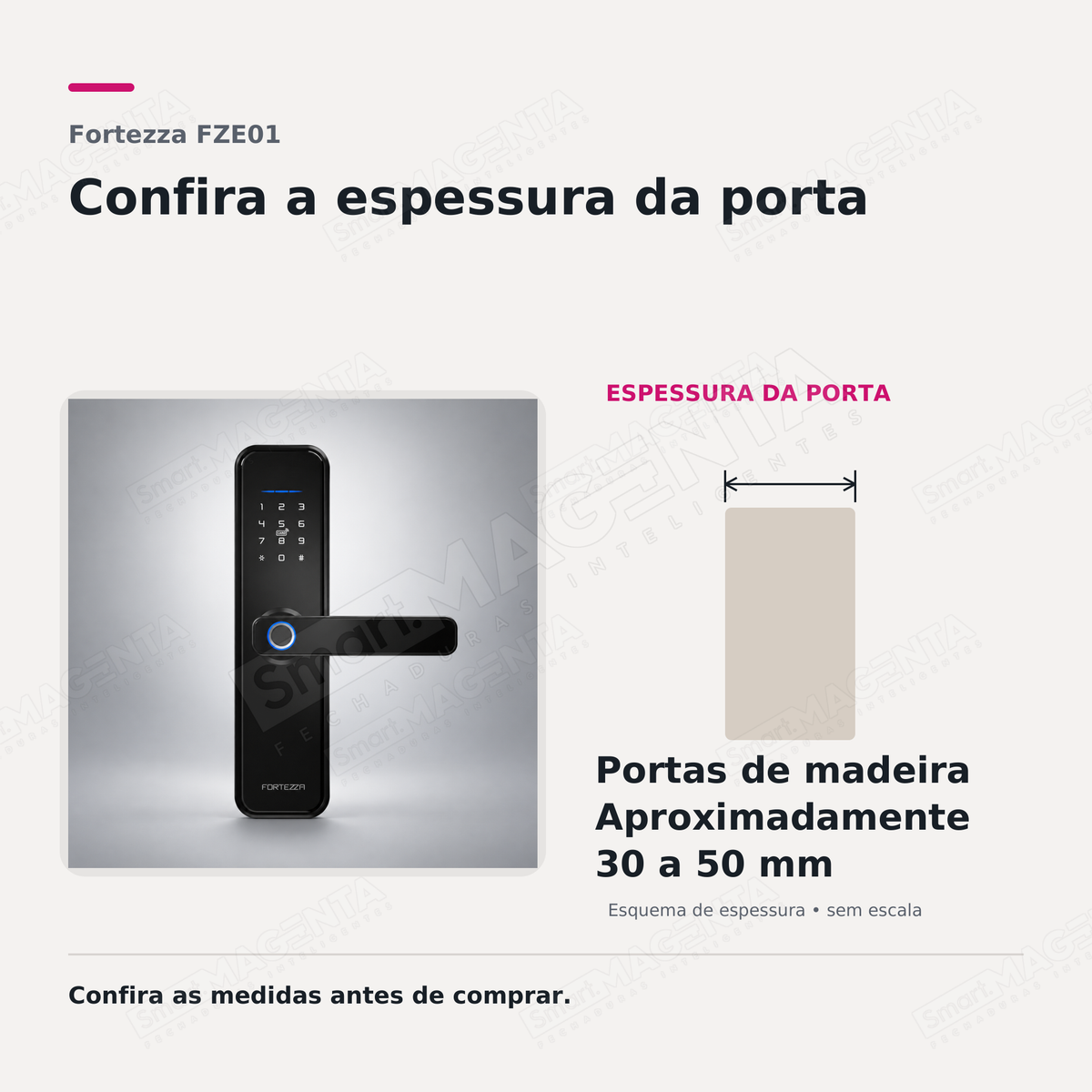 Fechadura Digital Geonav FZE01: espessura de porta