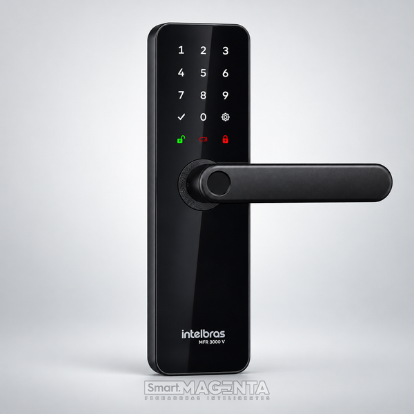Fechadura Digital Intelbras MFR3000 V — Maçaneta com Biometria e App Mibo Opcional