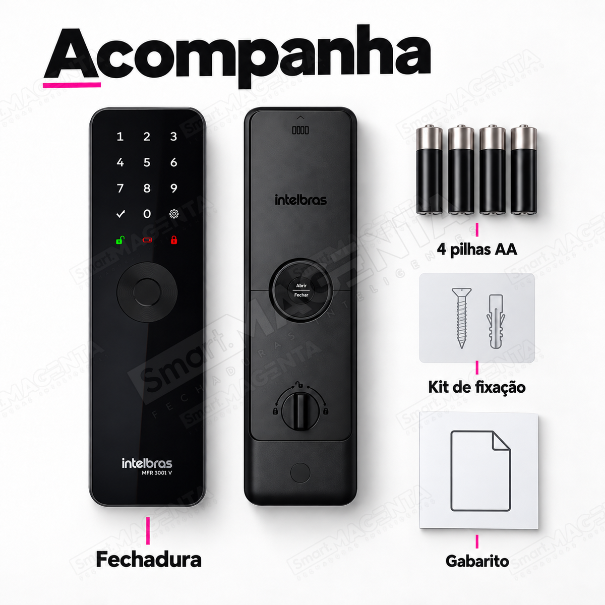 Fechadura Digital Intelbras MFR3001 V: conteúdo da caixa