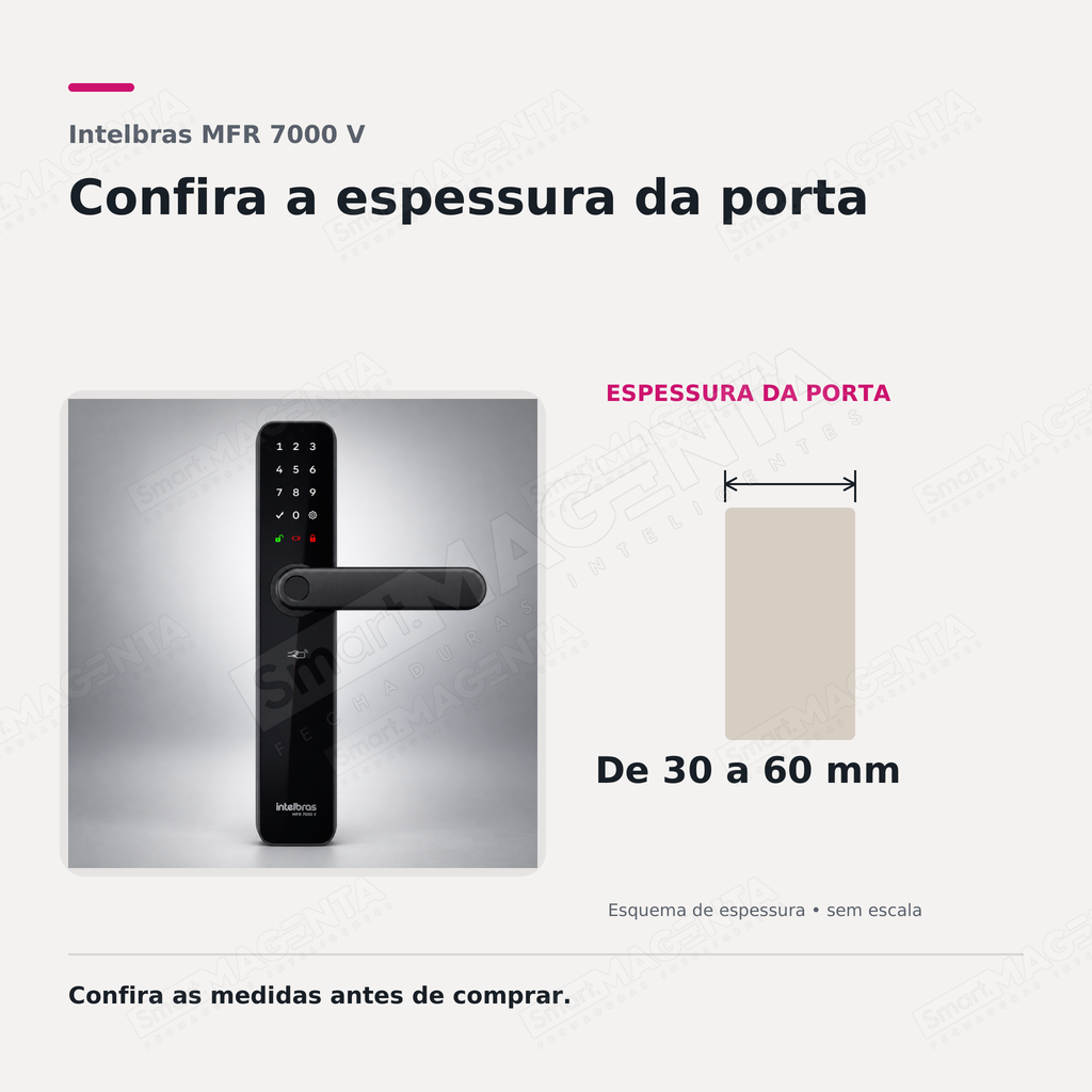 Fechadura Digital Intelbras MFR7000 V: espessura de porta