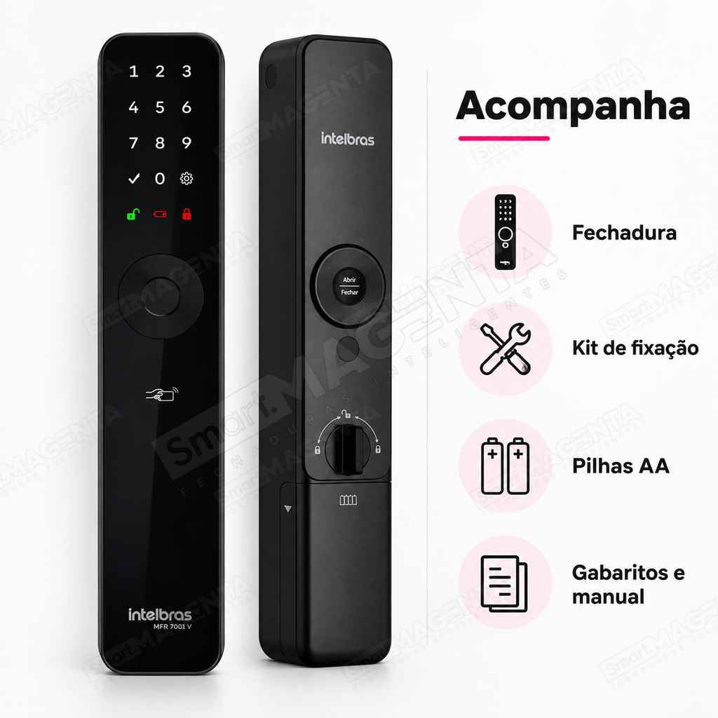 Fechadura Digital Intelbras MFR7001 V: conteúdo da caixa