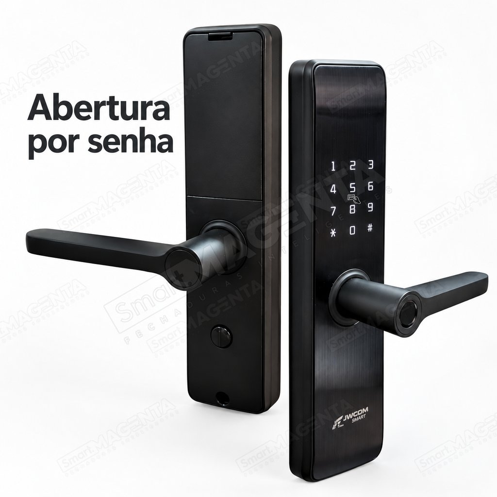 Fechadura Digital JWCOM FD517 com Biometria, Senha e Cartão NFC: senha