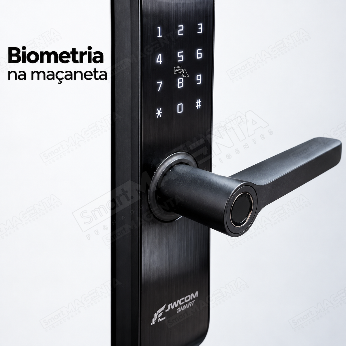 Fechadura Digital JWCOM FD517 com Biometria, Senha e Cartão NFC: maçaneta