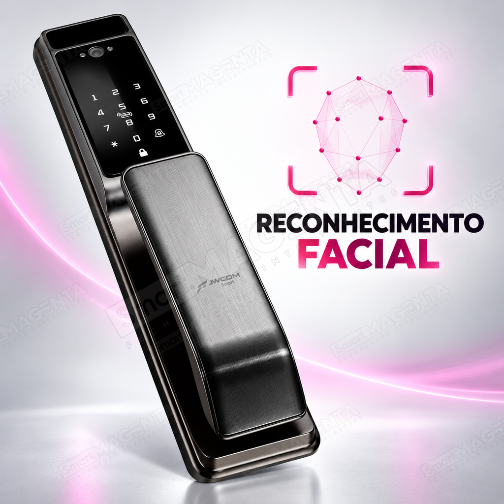 Fechadura Digital JWCOM  Reconhecimento Facial Wi-Fi com App Tuya, Biometria e Cartão: facial