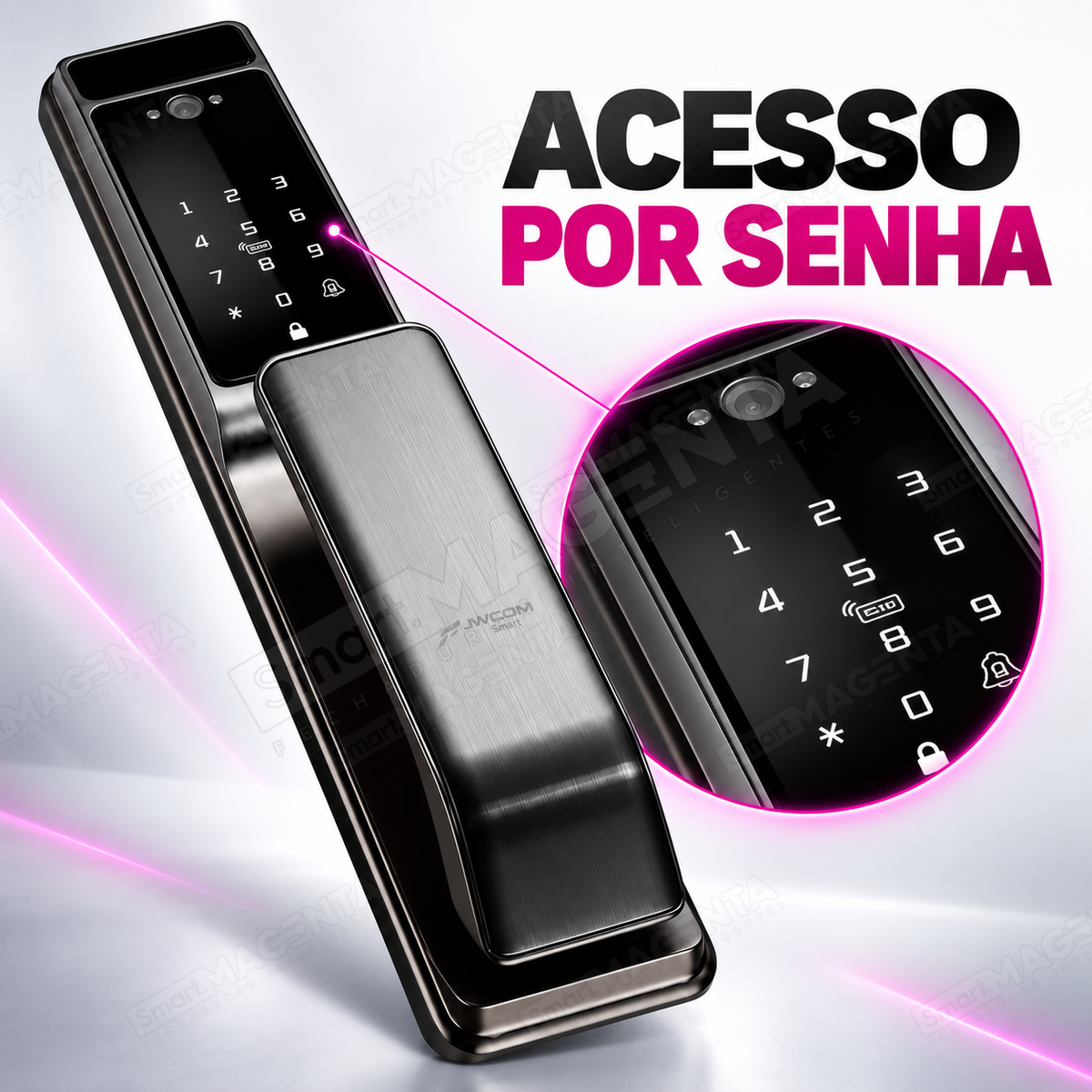 Fechadura Digital JWCOM  Reconhecimento Facial Wi-Fi com App Tuya, Biometria e Cartão: senha